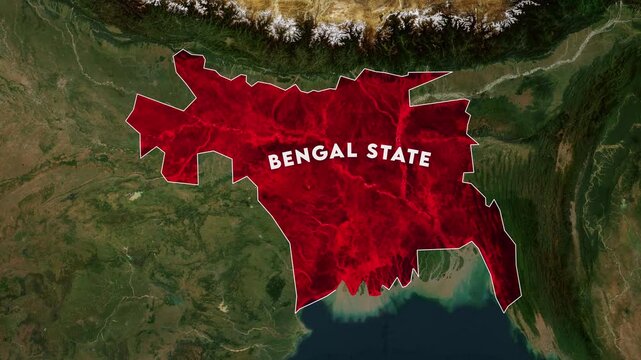 Bengal Subah Map Animation. Historical map animation of the Bengal State 4k.