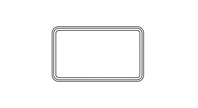 Blank Rectangular Frame with Double Border, Isolated on White Background