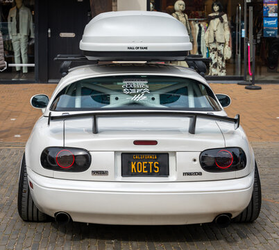 Katwijk aan Zee, The Netherlands, 11.04.2026, Mazda MX5 Miata Rear View, Classic Japanese Sports Car at the old timer show