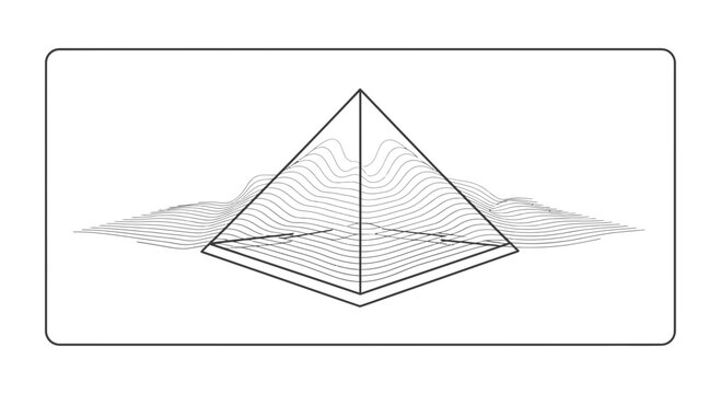 Abstract Geometric Pyramid with Wavy Lines Landscape