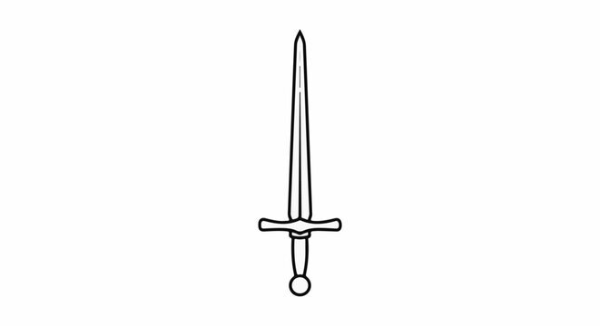 Simple line drawing of a single-edged sword with a rounded pommel