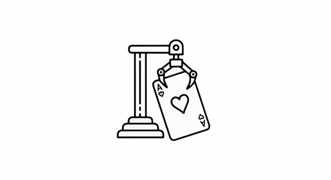 Robotic arm holds ace of hearts playing card