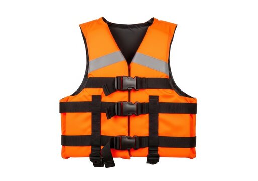 Bright orange reflective children's life jacket with adjustable straps
