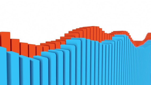 Big data graph presentation with flowing data blocks. Financial market stock market presentation 4k