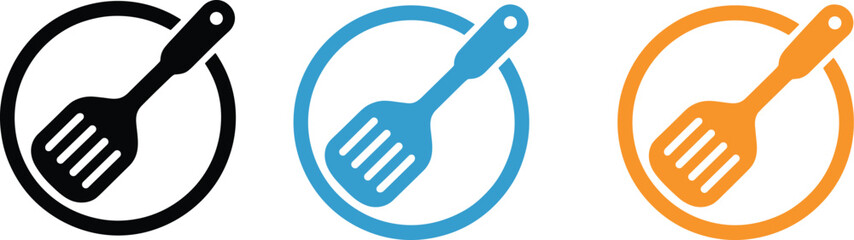 Kitchen spatula icon set representing cooking utensils culinary tools restaurant equipment food preparation and home kitchen chef supplies vector © MdMahedi