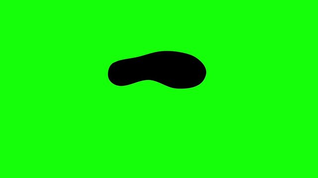 Vector of human footprints in shoes walking on a green screen background.