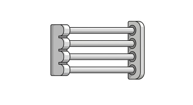 Abstract metallic structure with parallel bars and rounded edges