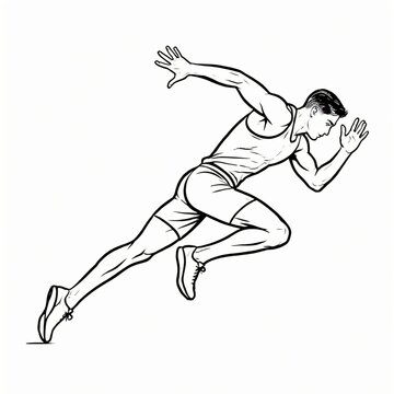 Sprinter Running Fast Line Sketch