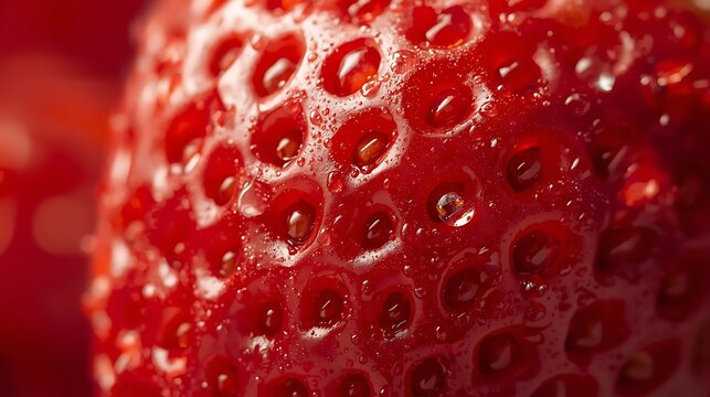 Generative Ai close-up of ripe strawberry with water