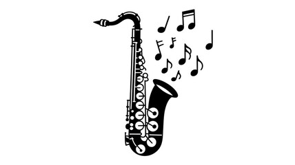 Naklejka premium A minimalist illustration of a saxophone with musical notes floating around it