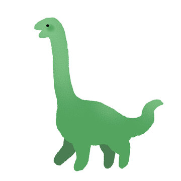 Cute green dinosaur illustration with long neck, minimal cartoon style