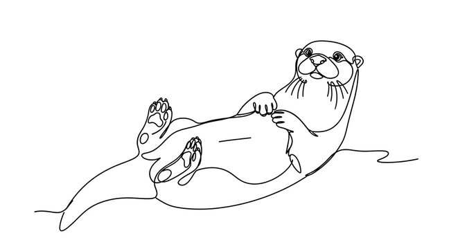 Otter, cute, line drawing, minimalist illustration, animal