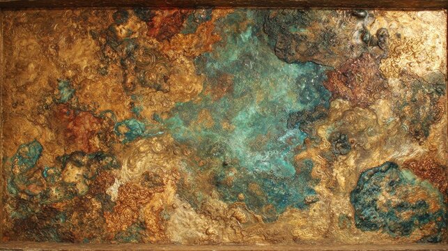 Oxidized Bronze Structure with Dynamic Verdigris Patina Texture