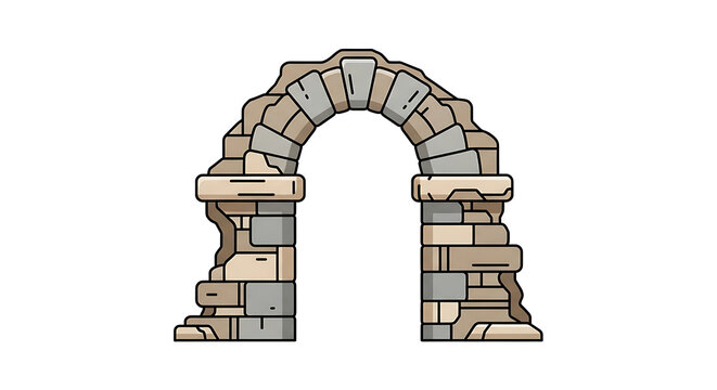 stone arch, ancient architecture, vintage illustration, stone structure