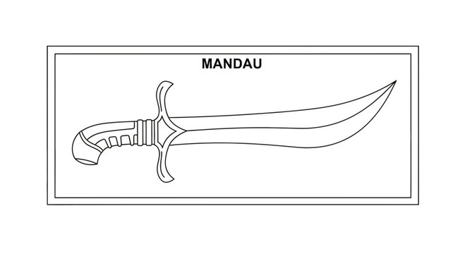 Mandau Knife, Traditional Borneo Weapon, Indigenous Tribal Sword Illustration