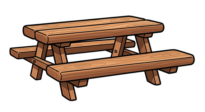 Wooden picnic table, outdoor furniture, park bench, summer recreation