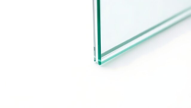 A precise line of colored silicone sealant between glass and metal surfaces.