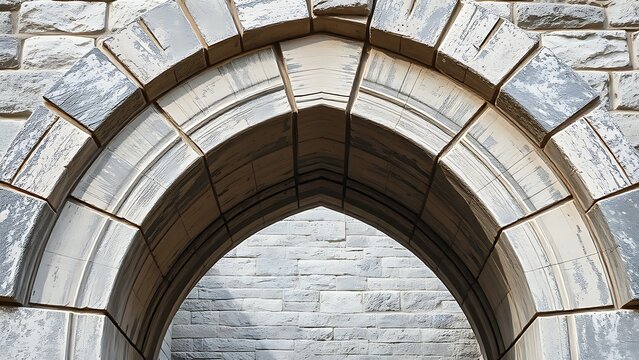 Ancient stone arch bridge keystone with intricate weathered carvings.