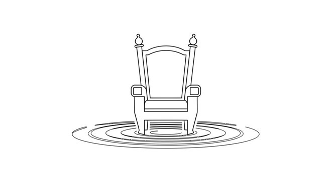 Throne chair submerged in water with ripples, symbolizing loss of power or a submerged kingdom.