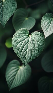 Close Up Detailed Study of Vibrant Callaloo Leaves Highlighting Texture, Veins, and Summer Colors