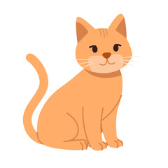 Fototapeta premium Cute Orange Cat Sitting. Flat Minimal Vector Illustration of Ginger Kitten Character Isolated on White Background