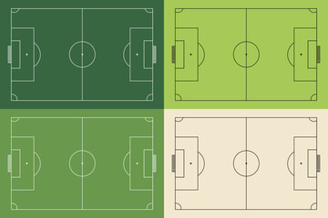 Vector Soccer Football Field Diagram Set - Top View Flat Layout for Sport Strategy, Coaching Plan, and Tournament Infographics © SHIPON KAZI