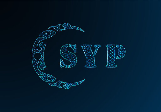 Low poly letter logo SYP design. SYP letter logo low poly vector design on blue color gradient background. SYP logo low poly design