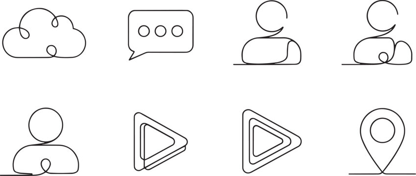 Continuous One Line Drawing Web Icons Set for Business and Media