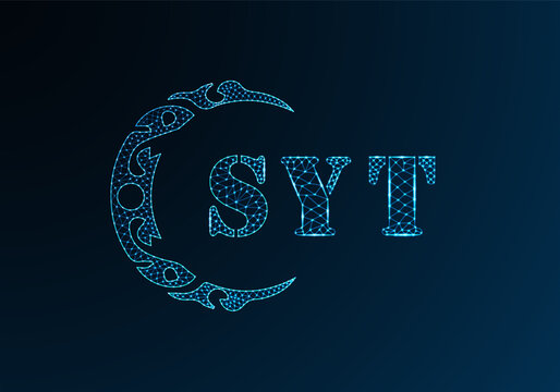 Low poly letter logo SYT design. SYT letter logo low poly vector design on blue color gradient background. SYT logo low poly design