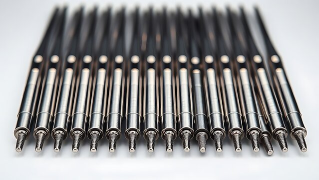 Set of micropigmentation needle cartridges arranged under studio lighting.