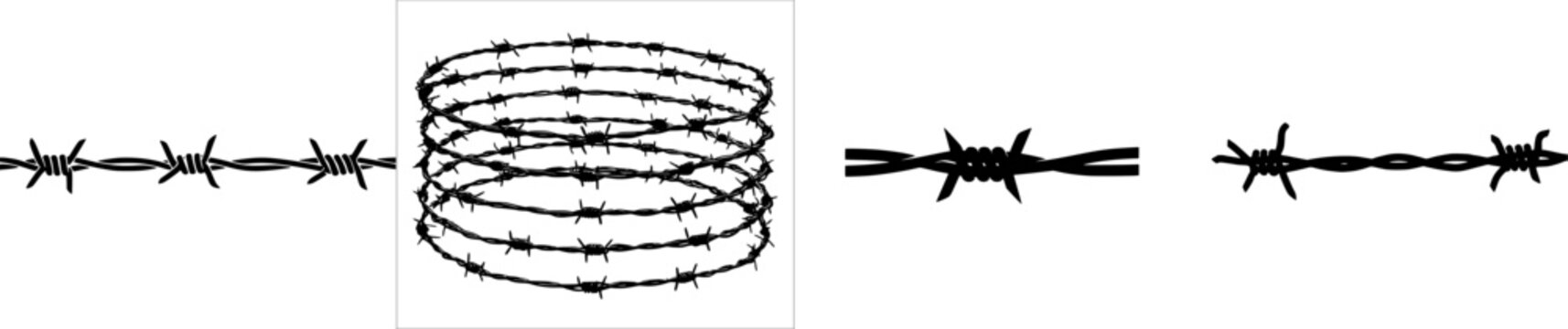 A galvanized barbed wire roll from stands out against a stark white background, showcasing its sharp, menacing appearance