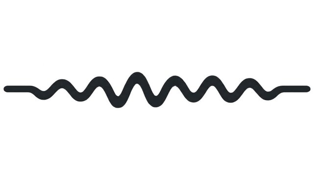 A simple, abstract black wavy line representing a sound wave or signal on a white background.