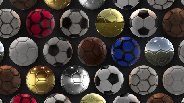 Lots of 3D spinning footballs that spin on an endless loop, with alpha for easy drag and drop.