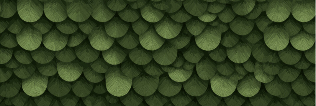 Green fish scale pattern seamless background texture. Overlapping green scales creating a seamless repeating pattern design