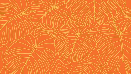 Botanical abstract contemporary seamless pattern background. Nature art Tropical line Hand drawn floral palm leaves Design for fashion , fabric, textile, and all prints © Sri drawing