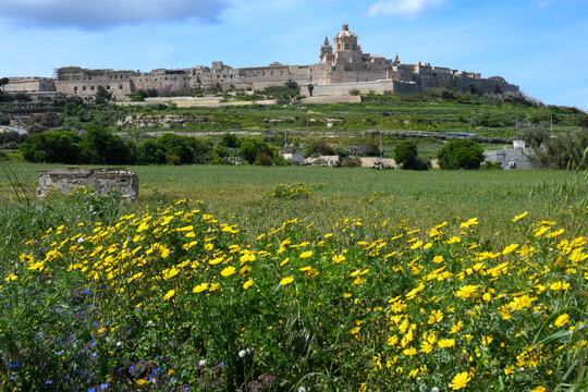 View at the historic town of Mdina on Malta