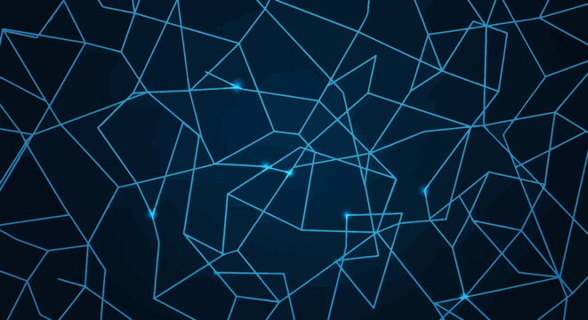 Abstract Digital Network Connection Background with Glowing Blue Lines and Nodes