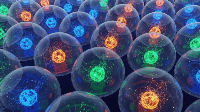 Abstract representation of cellular structures and energy transfer