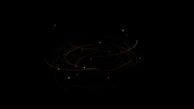 Abstract glowing orange light star portal trails forming elliptical shape background. A dynamic scene curved lines and light effects. Dynamic glowing ring footage. Cinematic electric energy loop clip.