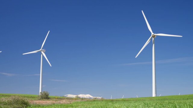 Windmill park for sustainable electric power generation in Spain.
