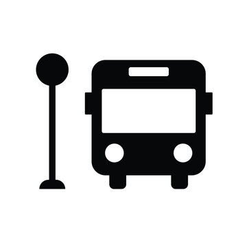 Public transport bus stop station icon in flat style, urban navigation concept isolated on white background