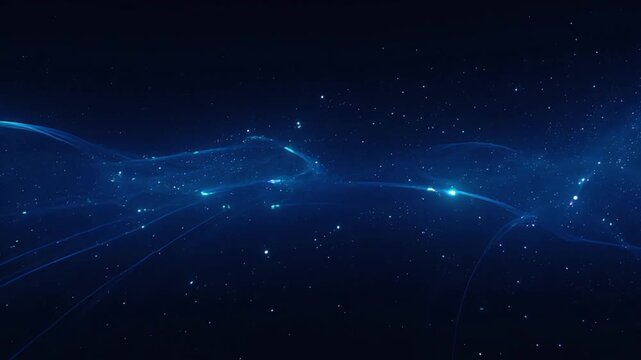 Glowing blue network connections in space.