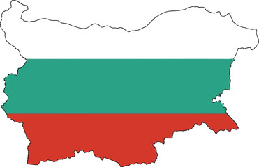 Obraz premium Bulgaria map with national flag design isolated on white background, bulgaria