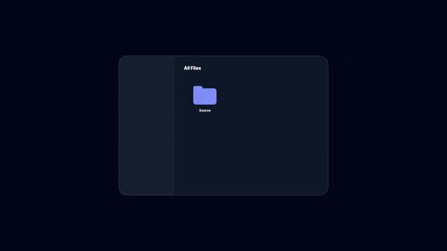 User interface animation of a digital file manager renaming a javascript document in a dark theme