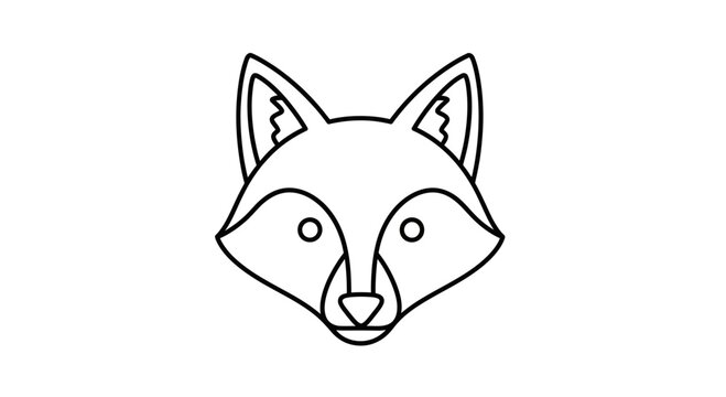 Simple Line Art Fox Face Icon, Minimalist Animal Head Illustration