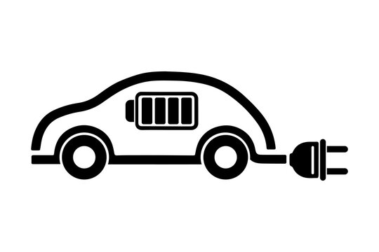 EV Battery and Plug Symbol Vector.