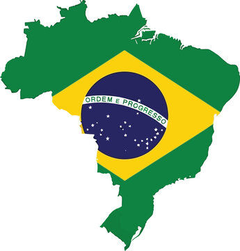 Brazil map silhouette with national flag illustration south america national