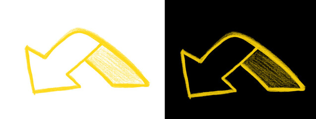 Abstract Yellow Arrow Doodle Line Direction Sign on Dark Background Creative Design © Zain