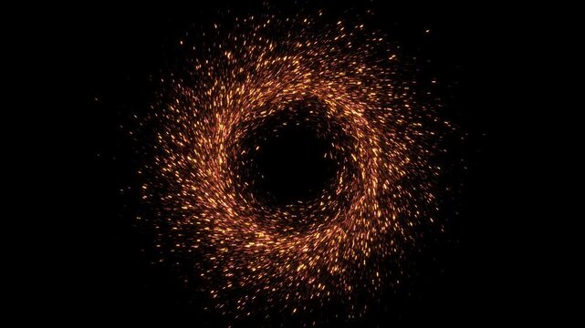 Festive luxury golden glitter spark circle energy ring sparkles swirl sparkling light circle geometric luxury spin ceremony particles 4k presentations, and special events awards ceremony. 3D