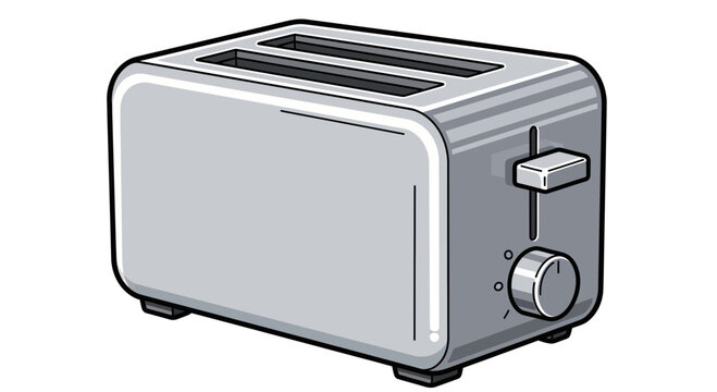 Retro chrome toaster appliance, kitchen gadget, breakfast preparation